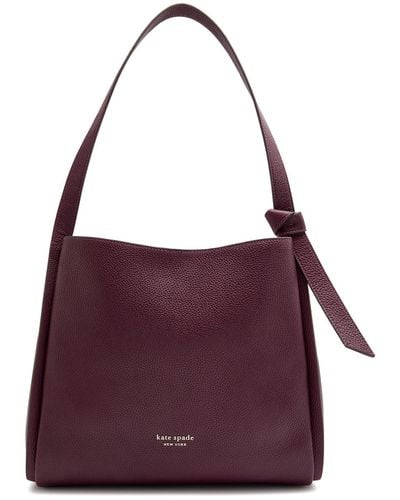 Kate Spade Knott Large Leather Shoulder Bag - Purple