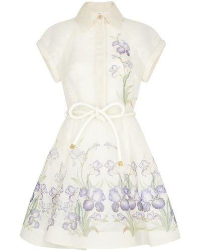 Zimmermann Natura Floral-Print Organza Mini Dress - White