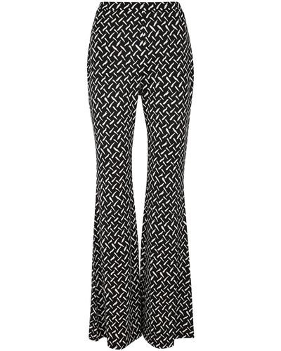 Diane von Furstenberg Brooklyn Printed Flared Jersey Trousers - Black