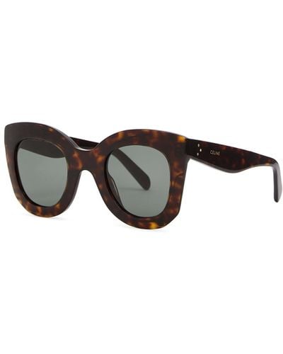Celine Oversized Sunglasses Tortoiseshell, Lenses, Designer-Stamped Arms, 100% Uv Protection - Brown