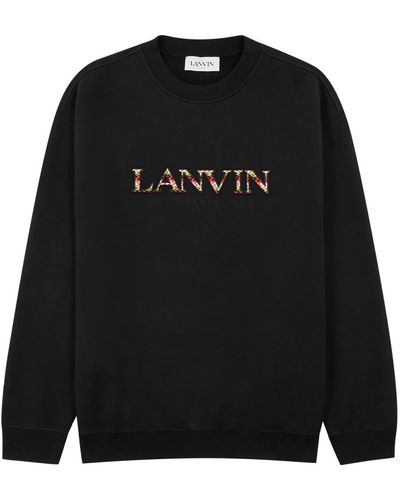 Lanvin Curb Logo-embroidered Cotton Sweatshirt - Black