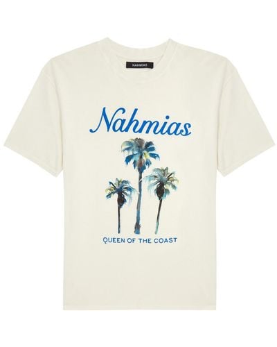 NAHMIAS Palm Tree Coast Printed Cotton T-shirt - White