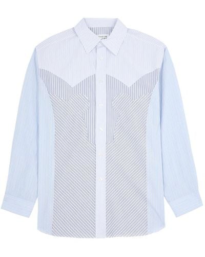 Maison Margiela Panelled Striped Cotton Shirt - White