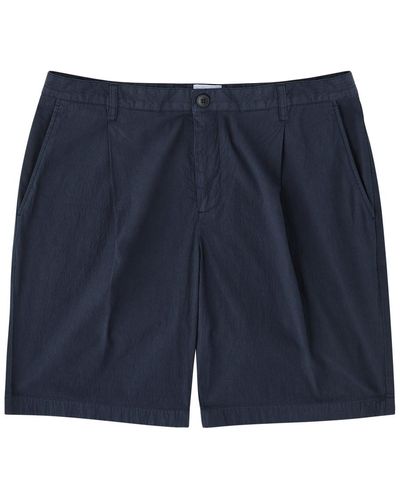 Sunspel Textured Cotton-Blend Shorts - Blue