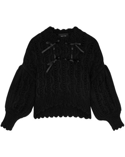 Simone Rocha Bow-embellished Alpaca-blend Sweater - Black
