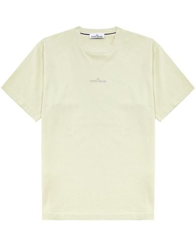 Stone Island Logo-Print Cotton T-Shirt - White