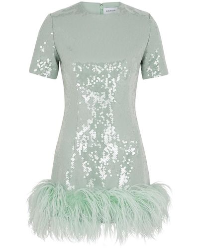 16Arlington 16arlington Syrma Feather-trimmed Sequin Dress - Green