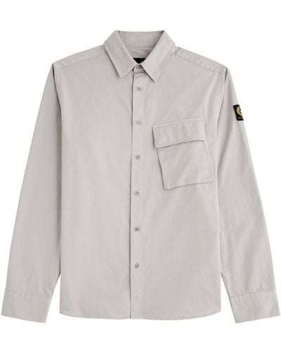 Belstaff Scale Logo Cotton-Twill Shirt - Grey