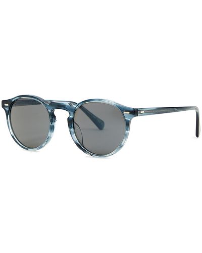 Oliver Peoples Gregory Peck Round-Frame Sunglasses, Sunglasses - Blue
