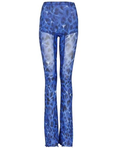 KNWLS Halcyon Printed Stretch-tulle leggings - Blue