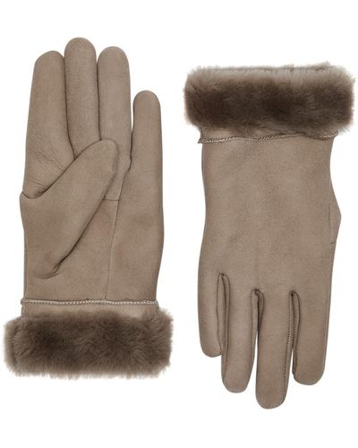 Dents Louisa Shearling-lined Suede Gloves - Natural