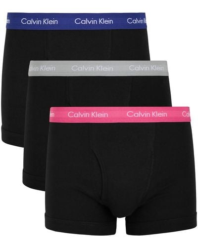 Calvin Klein Logo Stretch-Cotton Trunks - Black