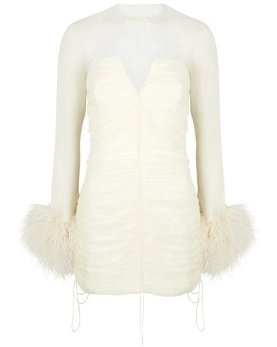 De La Vali Mame Ruched Silk-Chiffon Mini Dress - White