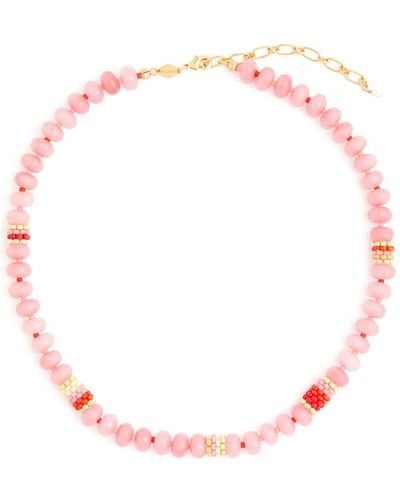 Anni Lu Barrel 18kt Gold-plated Necklace - Pink