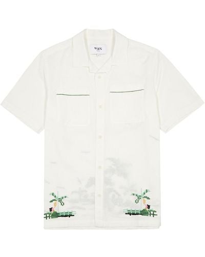 Wax London Newton Embroidered Cotton-Blend Shirt - White