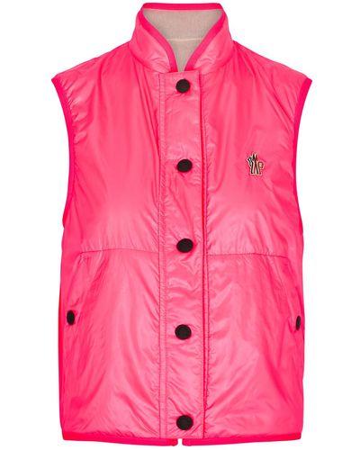 Moncler Day-namic Reversible Faux Fur And Shell Gilet - Pink