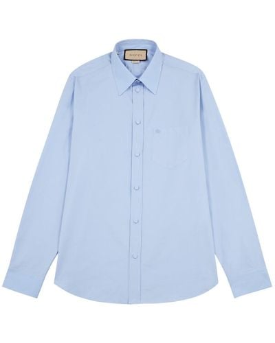 Gucci Logo-embroidered Cotton Shirt - Blue