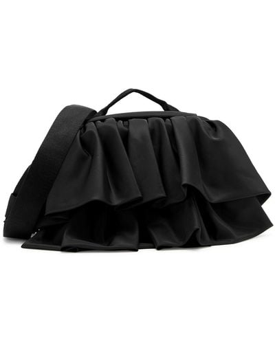 Simone Rocha Ruffled Satin Shoulder Bag - Black