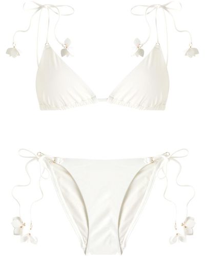 Zimmermann Pop Flower Embellished Bikini - White