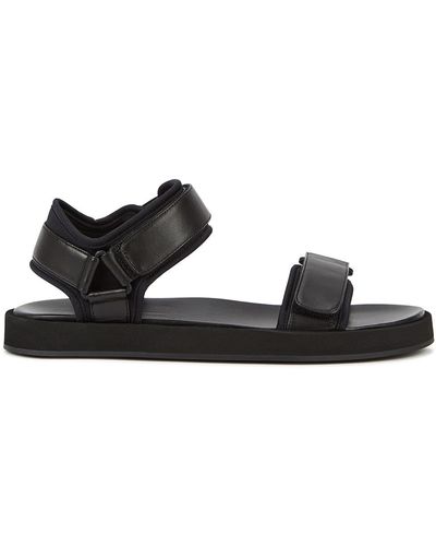 The Row Hook And Loop Leather Sport Sandals - Black