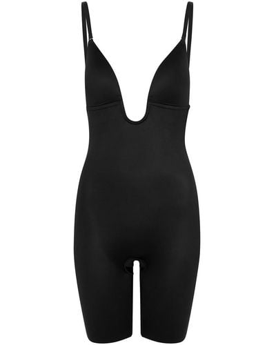 Spanx Suit Your Fancy Open-bust Mid-thigh Bodysuit - Black