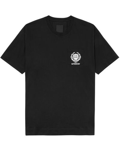 Givenchy Crest Logo-Embroidered Cotton T-Shirt - Black