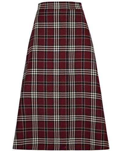 Emilia Wickstead Tora Tartan Wool-blend Midi Skirt - Red