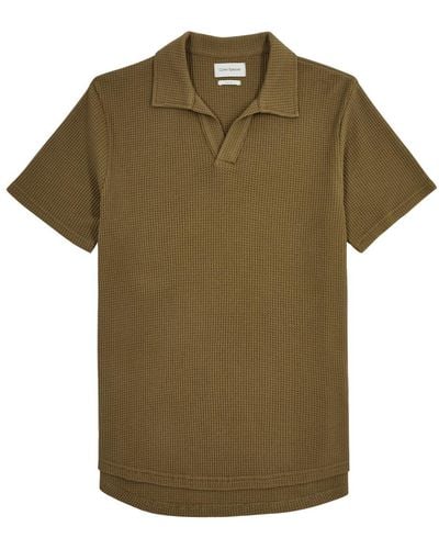 Oliver Spencer Austell Waffle-knit Cotton Polo Shirt - Green