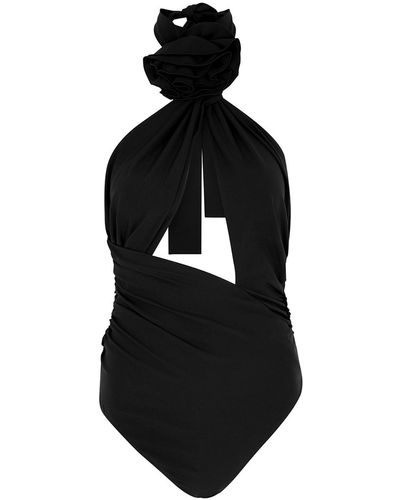 Magda Butrym Floral-embellished Halterneck Bodysuit - Black