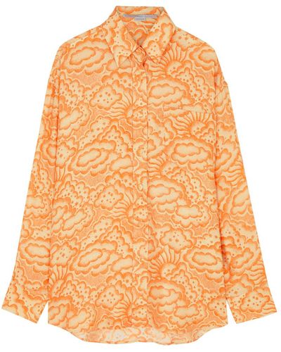 Stella McCartney Cloud-print Silk Shirt - Orange