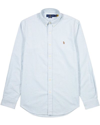 Polo Ralph Lauren Striped Piqué Cotton Oxford Shirt - Blue