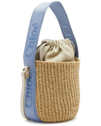 Chloé Sense Small Raffia Basket Bag - Blue