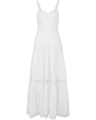 Charo Ruiz Giogia Lace-trimmed Cotton-blend Maxi Dress - White