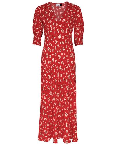 RIXO London Zadie Floral-print Midi Dress - Red