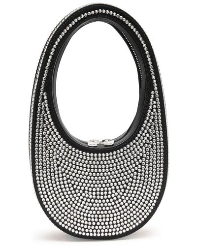 Coperni Swipe Mini Crystal-embellished Satin Top Handle Bag - Gray