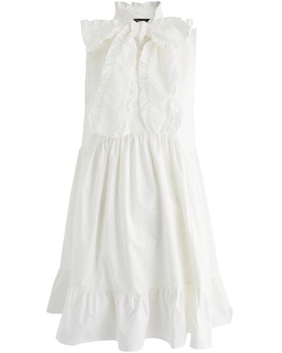 Sister Jane Enchanted Bow Tiered Cotton Mini Dress - White