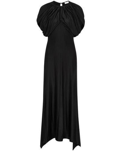 Rabanne Draped Stretch-Jersey Maxi Dress - Black