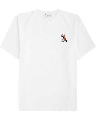 JW Anderson Logo-Embroidered Cotton T-Shirt - White