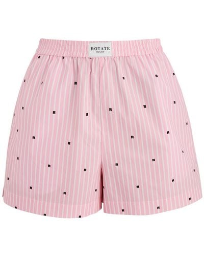 ROTATE SUNDAY Striped Logo Cotton Shorts - Pink