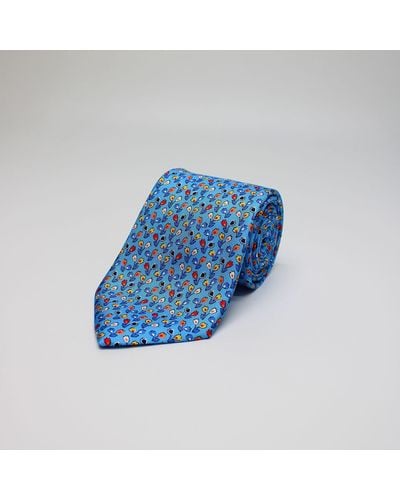 Harvie & Hudson Sky Blue Twin Floral Printed Silk Tie