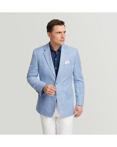 Harvie & Hudson Sky Blue Textured Wool And Linen Jacket