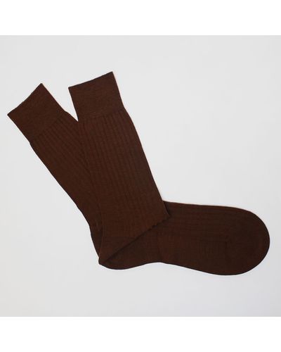 Harvie & Hudson Conker Brown Wool Socks