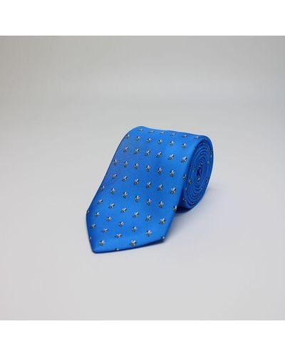 Harvie & Hudson Blue Bees Printed Silk Tie