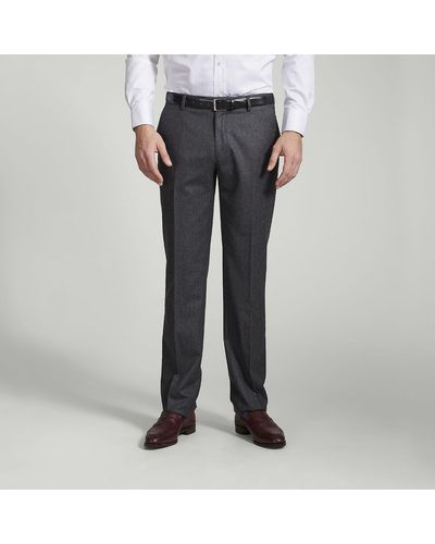 Harvie & Hudson Grey Flannel Wool Unfinished Trousers