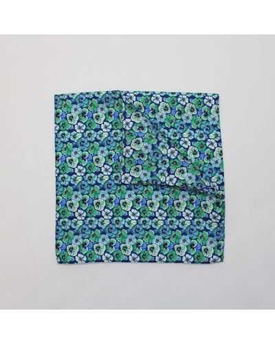Harvie & Hudson Green And Blue Petals Printed Silk Hank