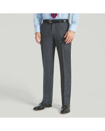 Harvie & Hudson Grey Flannel Unfinished Trouser