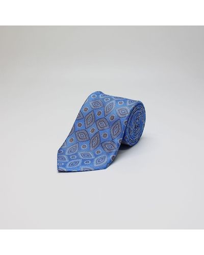 Harvie & Hudson Sky Blue Abstract Woven Silk Tie