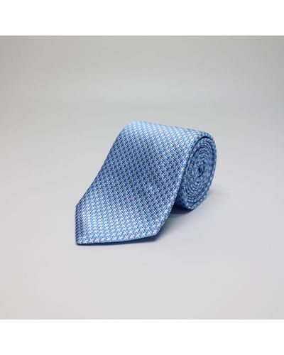 Harvie & Hudson Sky Blue Houndstooth Woven Silk Tie