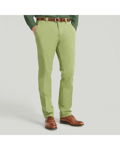 Harvie & Hudson Green Meyer Cotton Classic Trouser