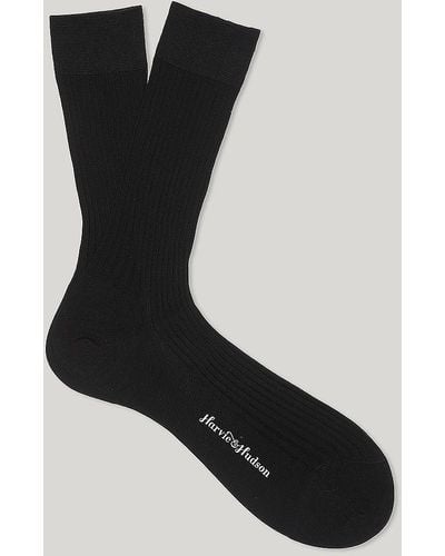 Harvie & Hudson Black Short Cotton Socks
